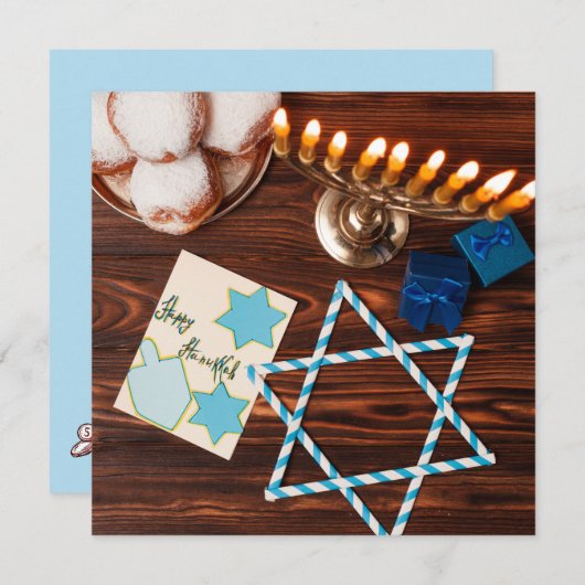 Happy Hanukkah Feestdagenkaart (Voorkant / Achterkant)