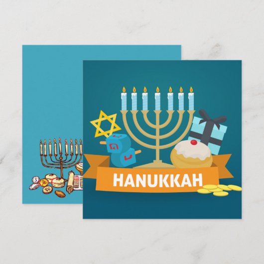 Happy Hanukkah Feestdagenkaart (Voorkant / Achterkant)