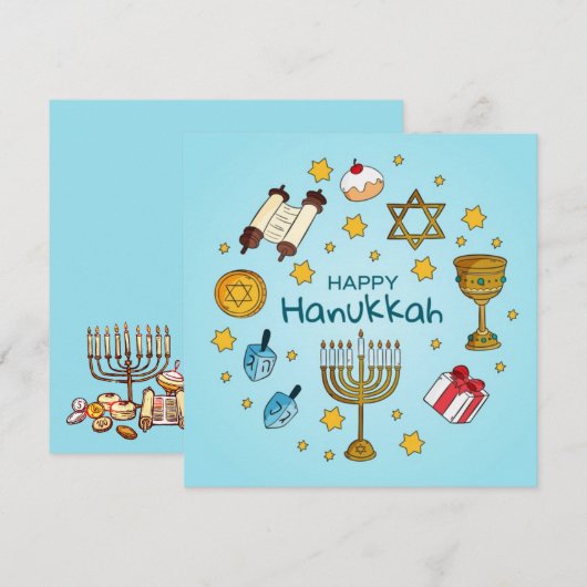 Happy Hanukkah Feestdagenkaart (Voorkant / Achterkant)