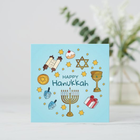 Happy Hanukkah Feestdagenkaart (Staand voorkant)