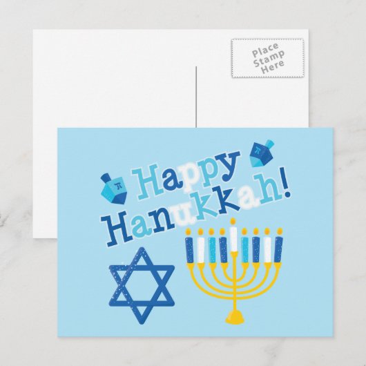 Happy Hanukkah Feestdagenkaart (Voorkant / Achterkant)