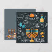 Happy Hanukkah Feestdagenkaart (Voorkant / Achterkant)
