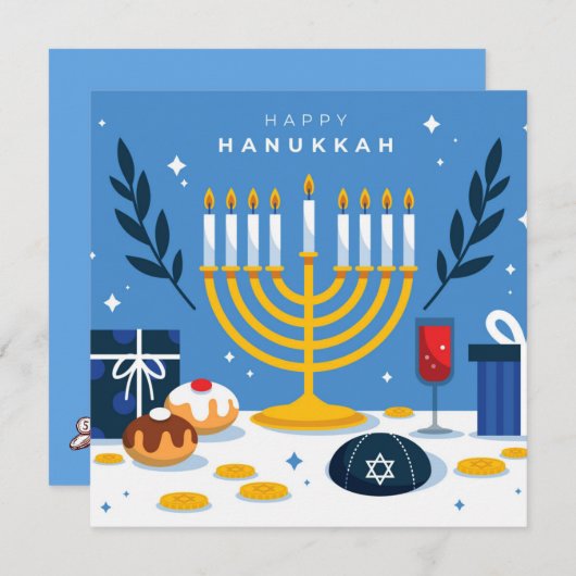 Happy Hanukkah Feestdagenkaart (Voorkant / Achterkant)