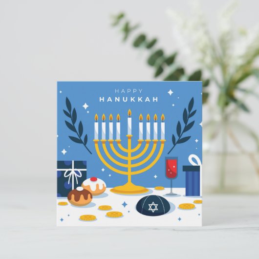 Happy Hanukkah Feestdagenkaart (Staand voorkant)