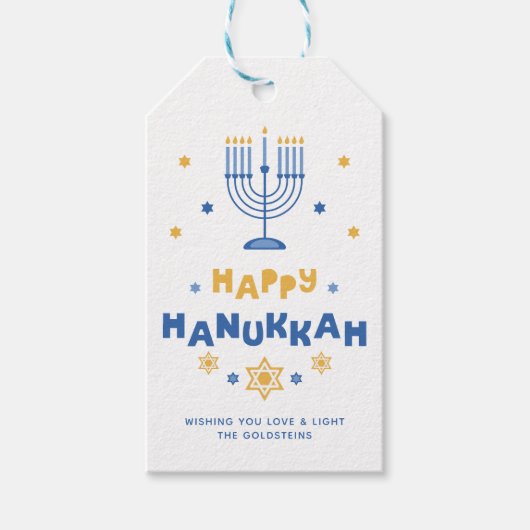 "Happy Hanukkah"-feestkaart Cadeaulabel (Voorkant)