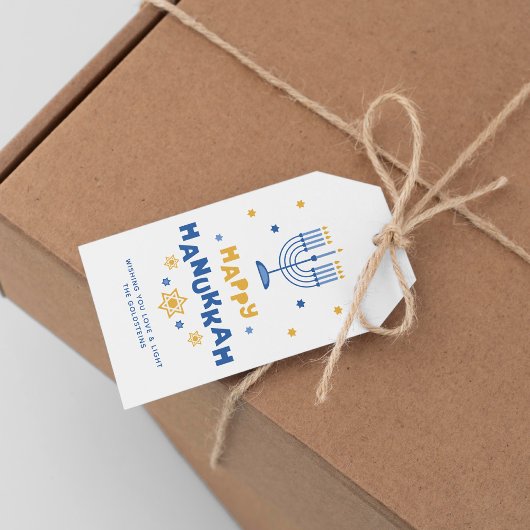 "Happy Hanukkah"-feestkaart Cadeaulabel