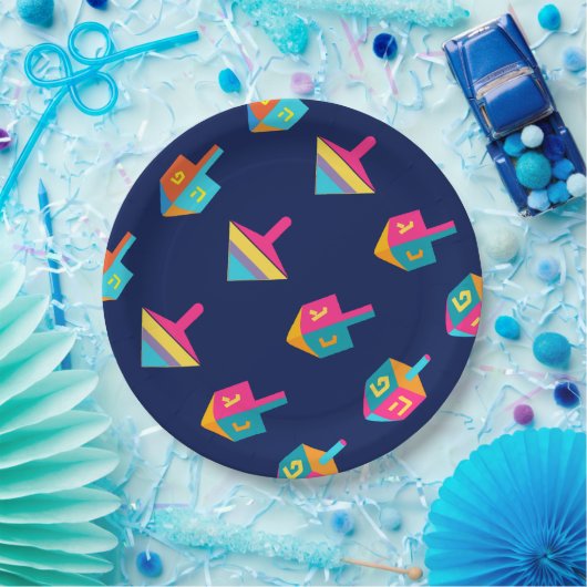 Happy Hanukkah Festival dreidel Holiday Decoration Papieren Bordje (Feest)