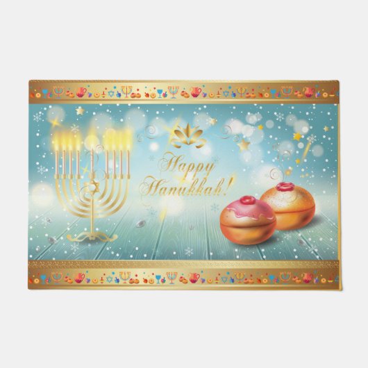 Happy Hanukkah Festival feestelijke decoratie Deurmat (Voorkant)