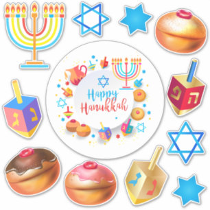 Happy Hanukkah Festival Party feestdag symbolen Sticker