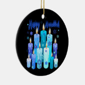 Happy Hanukkah Festival van de lichtster van David Keramisch Ornament (Rechts)