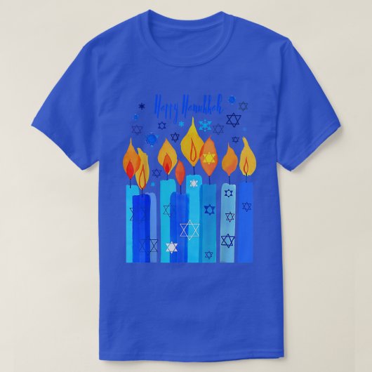 Happy Hanukkah Festival van de lichtster van David T-shirt (Design voorkant)