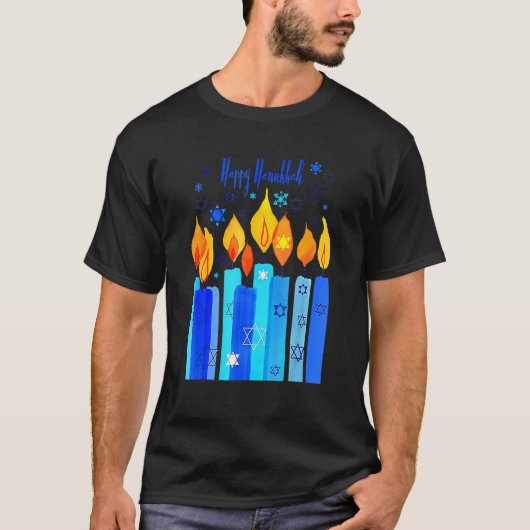 Happy Hanukkah Festival van de lichtster van David T-shirt (Voorkant)