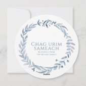 Happy Hanukkah Festival van Light Blue Wreath Foto Feestdagenkaart (Achterkant)