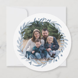 Happy Hanukkah Festival van Light Blue Wreath Foto Feestdagenkaart