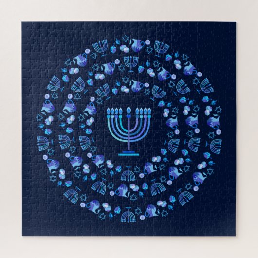 Happy Hanukkah Festival van Lights Paty Mandala Legpuzzel (Verticaal)