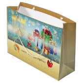 Happy Hanukkah Festival van Liight Gold Large Groot Cadeauzakje (Achterkant Gekanteld)