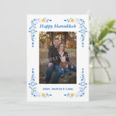 Happy Hanukkah Flat Photo Holiday Card Feestdagenkaart (Staand voorkant)