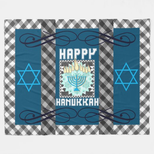Happy Hanukkah Fleece Deken (Voorkant (Horizontaal))