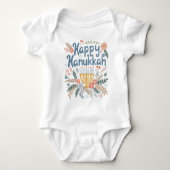 Happy Hanukkah FLorals Hand-getrokken kunst Romper (Voorkant)