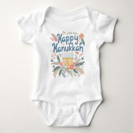 Happy Hanukkah FLorals Hand-getrokken kunst Romper