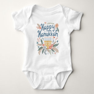 Happy Hanukkah FLorals Hand-getrokken kunst Romper
