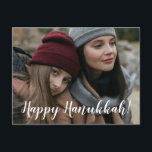 Happy Hanukkah Foto Feestdagenkaart<br><div class="desc">Deze mooie fotokaart met de tekst: "Gelukkig Chanoeka!" op de voorkant en "Moge het licht van Chanoeka jullie harten vullen met vrede en liefde." op de achterkant zal een glimlach op het gezicht van elke ontvanger brengen. Het warme gevoel zal harten raken en iedereen zal genieten van het krijgen van...</div>