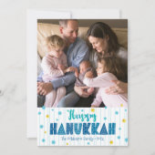 Happy Hanukkah Fototypografie Gouden Sterren Moder Feestdagenkaart (Voorkant)
