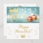 Happy Hanukkah Frstival festive Gold Menorah KAART (Voorkant / Achterkant)