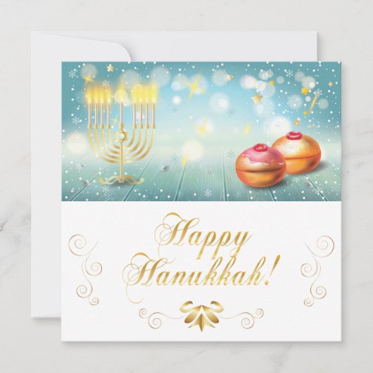 Happy Hanukkah Frstival festive Gold Menorah KAART (Voorkant)
