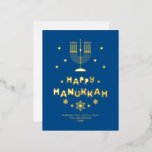"Happy Hanukkah" gepersonaliseerd Folie Feestdagen Briefkaart<br><div class="desc">Festive gepersonaliseerde Happy Hanukkah-kaarten.</div>