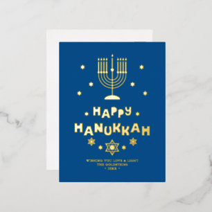 "Happy Hanukkah" gepersonaliseerd Folie Feestdagen Briefkaart