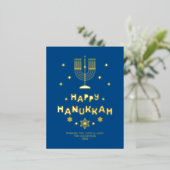 "Happy Hanukkah" gepersonaliseerd Folie Feestdagen Briefkaart (Staand Voorkant)