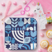 Happy Hanukkah - Gepersonaliseerde Modern Menorah  Papieren Bordje (Feest)