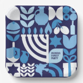 Happy Hanukkah - Gepersonaliseerde Modern Menorah  Papieren Bordje (Voorkant)