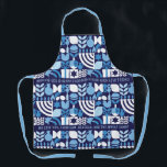 Happy Hanukkah - Gepersonaliseerde Modern Menorah Schort<br><div class="desc">MAAK DE KEUKEN 'PERSONEEL' GLIMLACH DIT Chanoeka / Chanoeka feest met gepersonaliseerde Chanoeka / Chanoeka moderne geometrische Schorten. Menorah, Dreidel, Donuts, Stars & Olijfolie... Joodse Chanoeka Symbolen Ruimte om uw gepersonaliseerde tekst toe te voegen. Gelukkige Chanoeka wensen. Deze chique, moderne look is een geweldige manier om vrienden en familie een...</div>