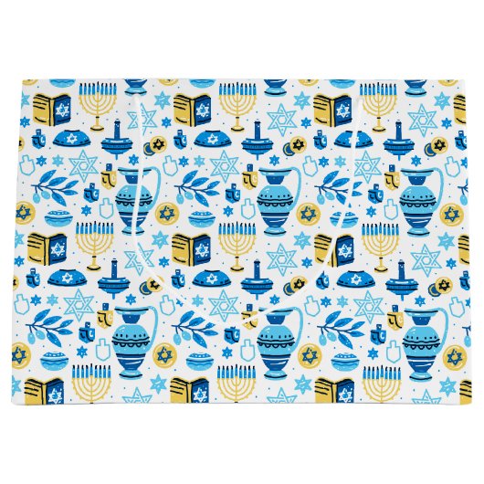 Happy Hanukkah Gift Bag Groot Cadeauzakje (Voorkant)