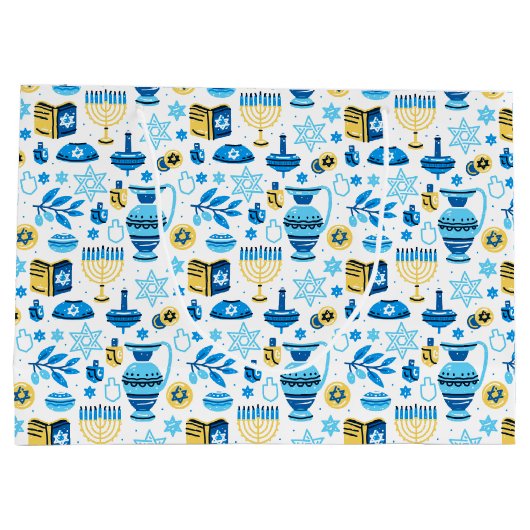 Happy Hanukkah Gift Bag Groot Cadeauzakje (Achterkant)