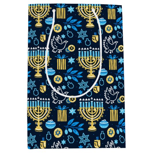Happy Hanukkah Gift Bag Medium Cadeauzakje (Voorkant)
