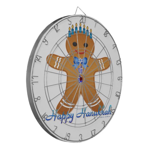 Happy Hanukkah GingerbrooMan Menorah Dartbord (Voorkant Links)