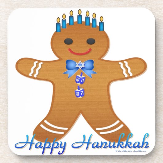 Happy Hanukkah GingerbrooMan Menorah Drankjes Onderzetter (Voorkant)