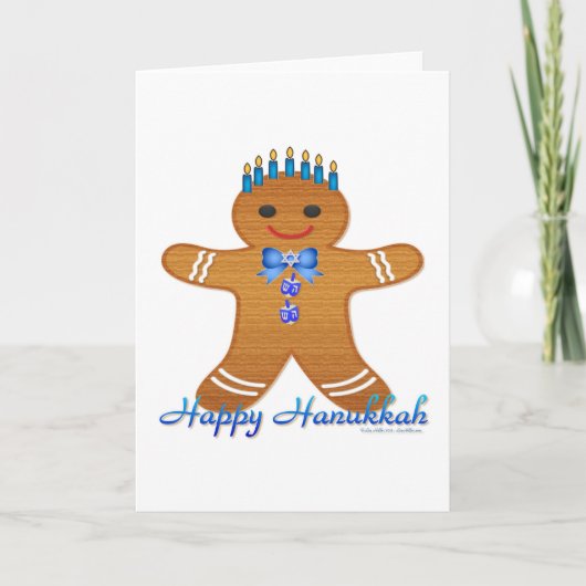 Happy Hanukkah GingerbrooMan Menorah Feestdagen Kaart (Voorkant)