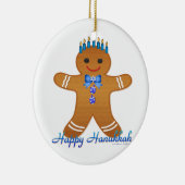 Happy Hanukkah GingerbrooMan Menorah Keramisch Ornament (Rechts)