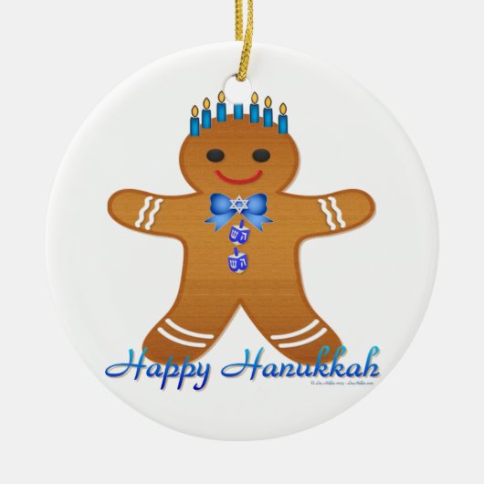 Happy Hanukkah GingerbrooMan Menorah Keramisch Ornament (Voorkant)
