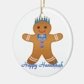 Happy Hanukkah GingerbrooMan Menorah Keramisch Ornament (Links)