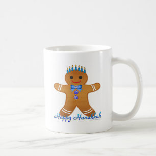 Happy Hanukkah GingerbrooMan Menorah Koffiemok