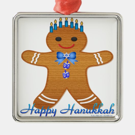 Happy Hanukkah GingerbrooMan Menorah Metalen Ornament (Voorkant)