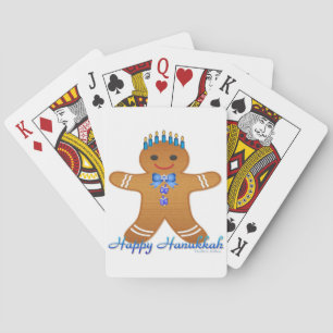 Happy Hanukkah GingerbrooMan Menorah Pokerkaarten