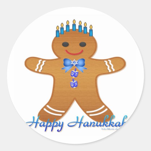 Happy Hanukkah GingerbrooMan Menorah Ronde Sticker (Voorkant)