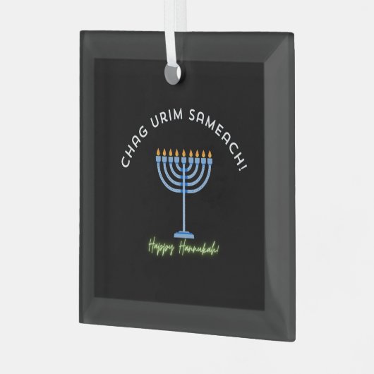 Happy Hanukkah! Glas Ornament (Voorkant links)