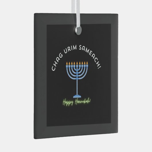 Happy Hanukkah! Glas Ornament (Voorkant Rechts)
